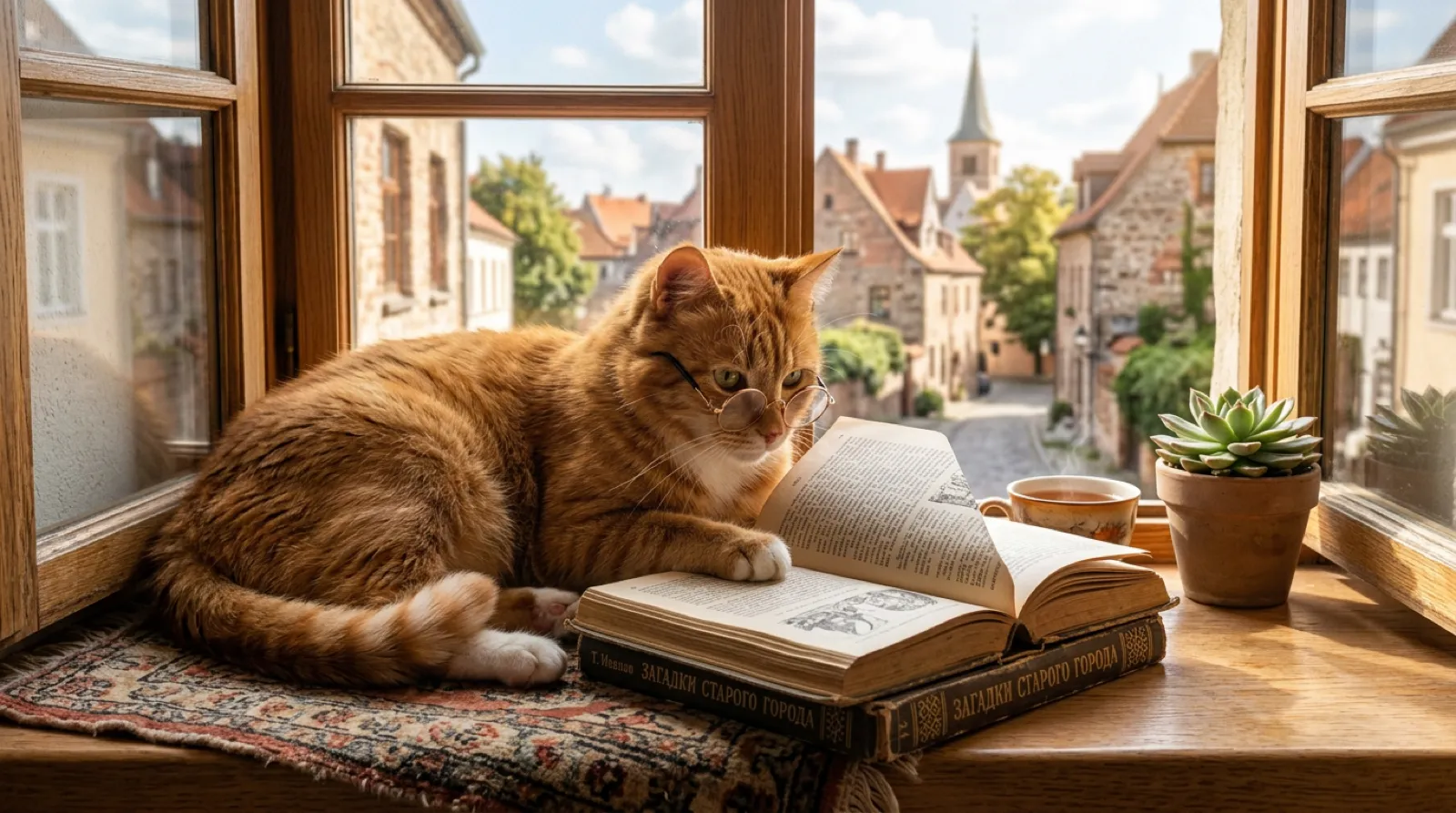 Кот читает книгу